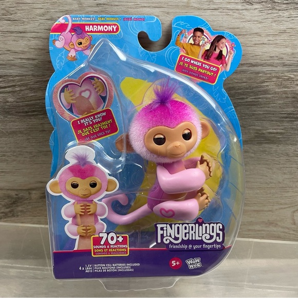 Fingerlings Interactive Monkey Harmony 70+ Sounds And Reactions Pink 2023 NEW - Picture 1 of 2
